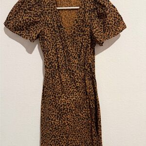 Madewell Brown and Black Animal Print Midi Dress